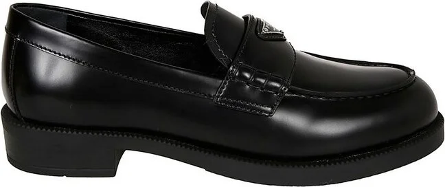 Prada Round-Toe Logo Plaque Loafers