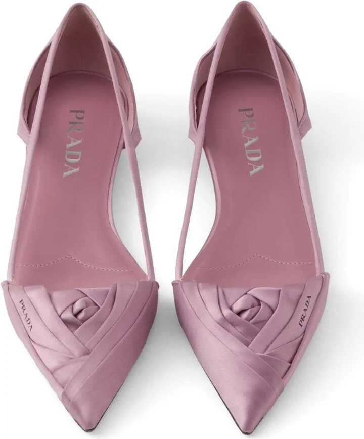 Prada Satin-Finish Cut-Out Ballerinas - Image 4