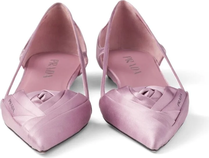 Prada Satin-Finish Cut-Out Ballerinas - Image 5