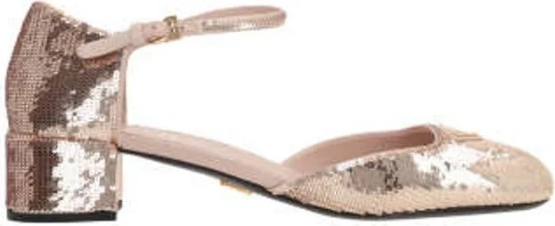 Prada Sequined Round-Toe Pumps