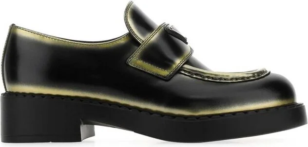 Prada Spray Painted Effect Logo Plaque Loafers