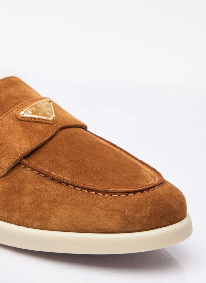Prada Suede And Shearling Loafers - Woman Loafers Brown Eu - 40 - Image 2