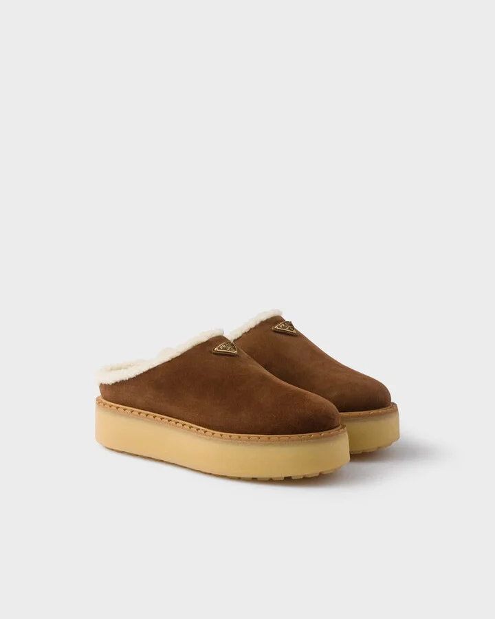 Prada Suede Leather Slides - Image 2