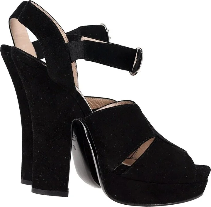 Prada Suede Peep-Toe Platform Sandal (Authentic Pre-Loved) - Image 2