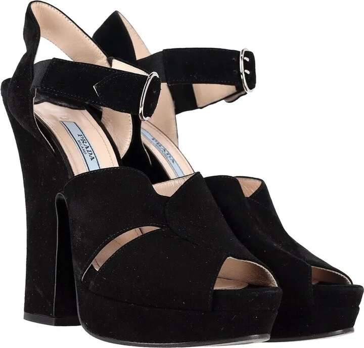 Prada Suede Peep-Toe Platform Sandal (Authentic Pre-Loved)