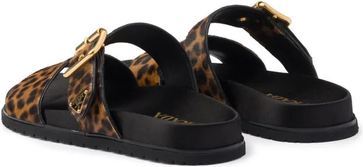 Prada Triangle-Logo Animal-Print Sandals - Image 3