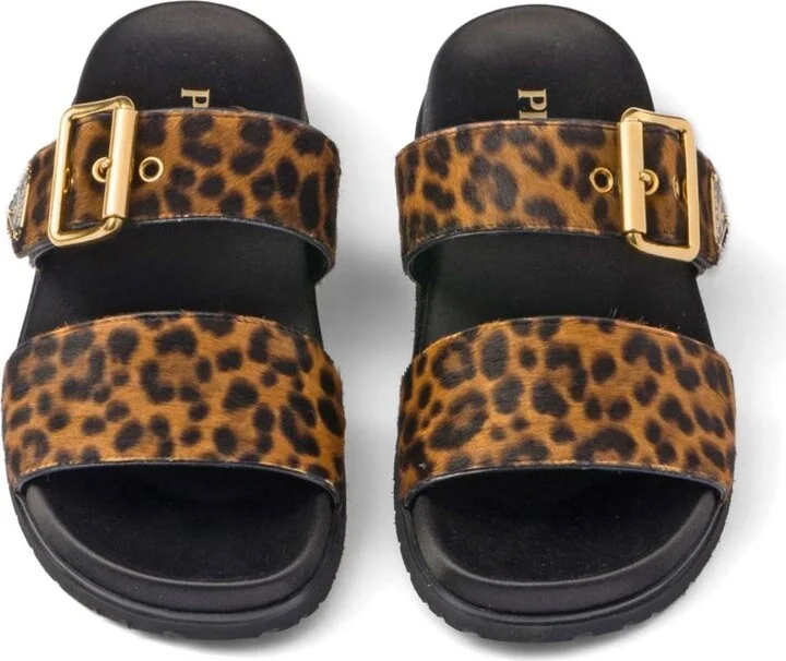 Prada Triangle-Logo Animal-Print Sandals - Image 4