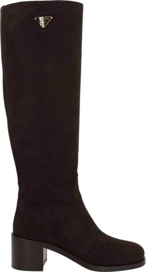 Prada Triangle-Logo Knee-High Boots