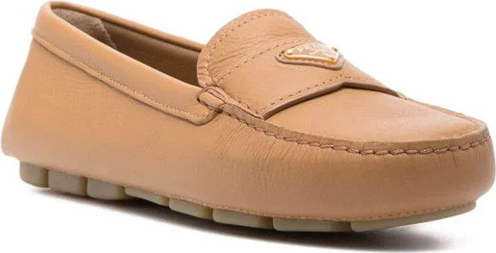 Prada Triangle-Logo Leather Driving Loafers - Image 2