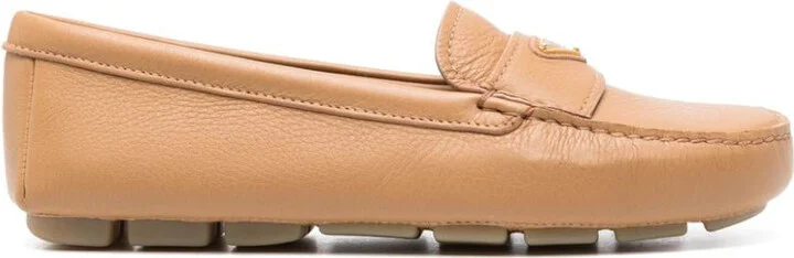 Prada Triangle-Logo Leather Driving Loafers