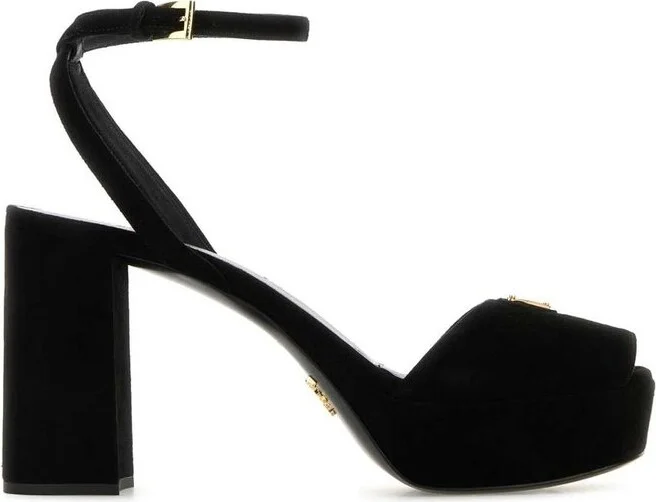 Prada Triangle-Logo Platform Sandals