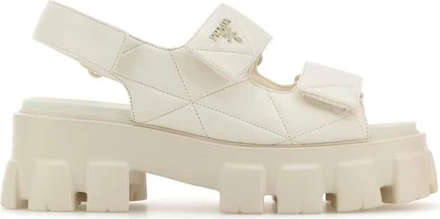 Prada Triangle-Logo Quilted Chunky Sandals