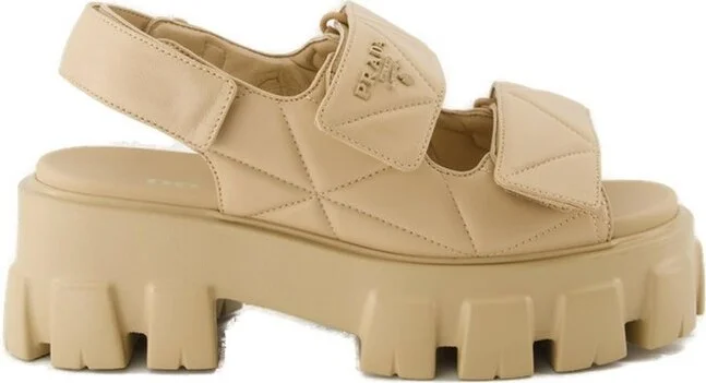 Prada Triangle-Logo Quilted Sandals