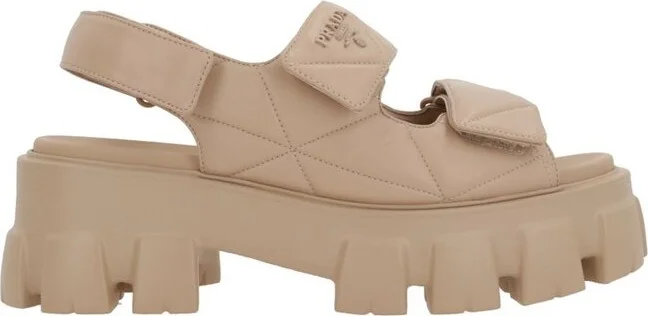 Prada Triangle-Logo Quilted Sandals