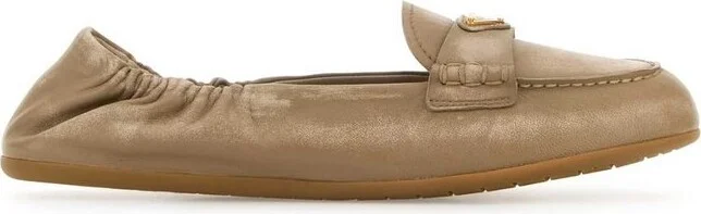 Prada Triangle-Logo Round-Toe Loafers