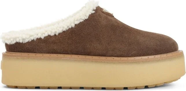 Prada Triangle-Logo Round-Toe Mules