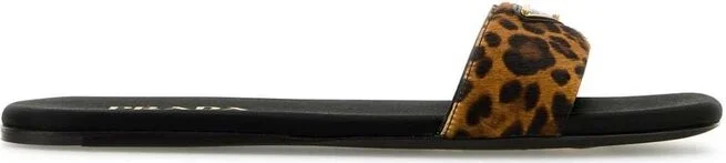 Prada Triangle-Logo Slip-On Sandals