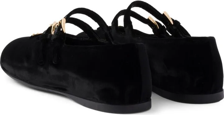 Prada Velvet-Finish Ballerina Shoes - Image 4
