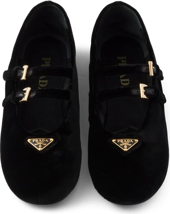 Prada Velvet-Finish Ballerina Shoes - Image 5