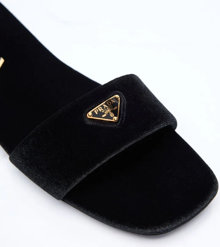 Prada Velvet Slides - Woman Sandals Black Eu - 36 - Image 2
