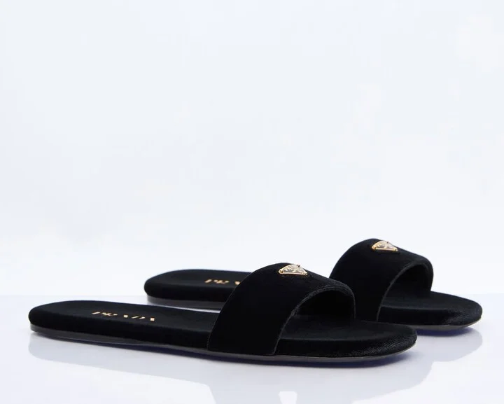 Prada Velvet Slides - Woman Sandals Black Eu - 36 - Image 3