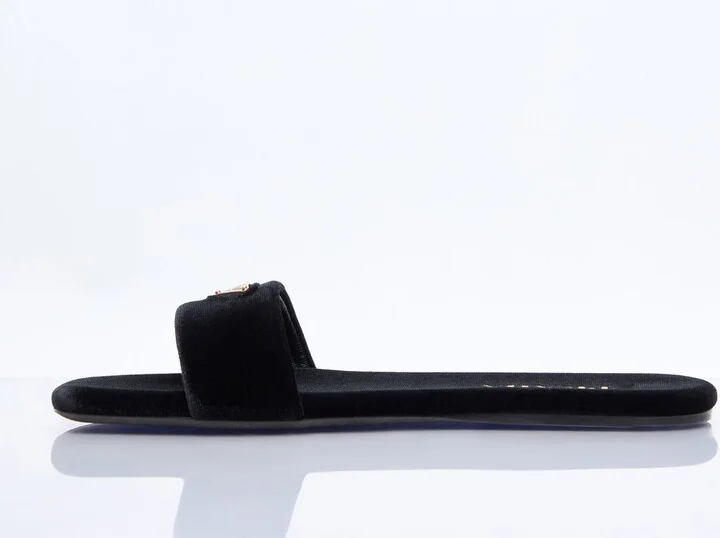 Prada Velvet Slides - Woman Sandals Black Eu - 36 - Image 4