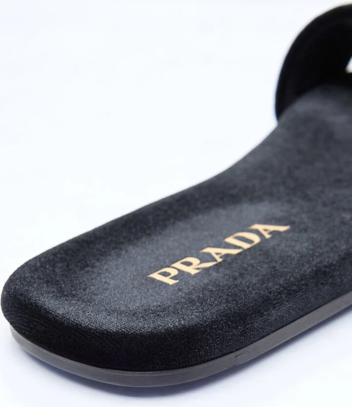Prada Velvet Slides - Woman Sandals Black Eu - 36 - Image 5
