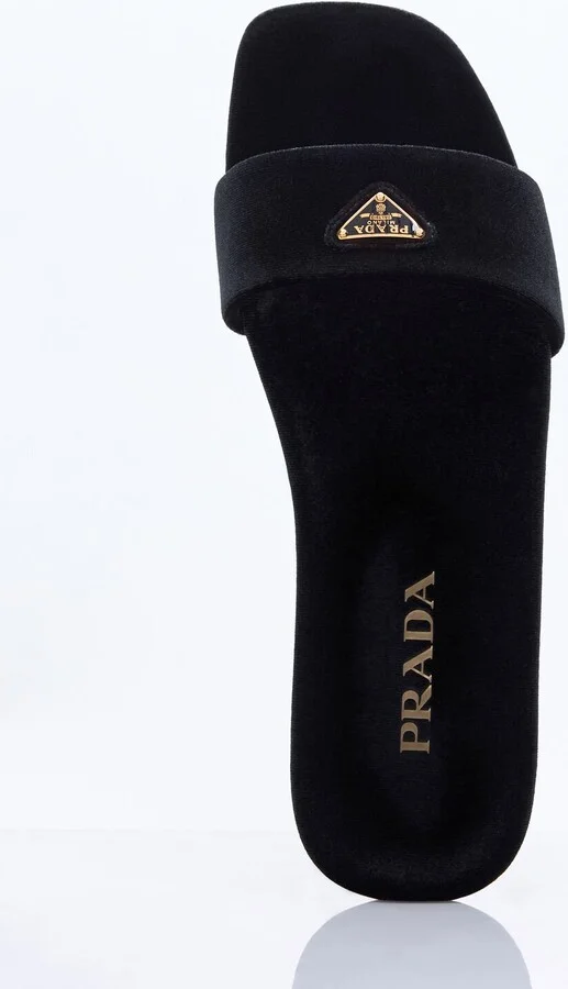 Prada Velvet Slides - Woman Sandals Black Eu - 36 - Image 7