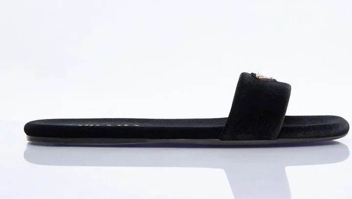 Prada Velvet Slides - Woman Sandals Black Eu - 36