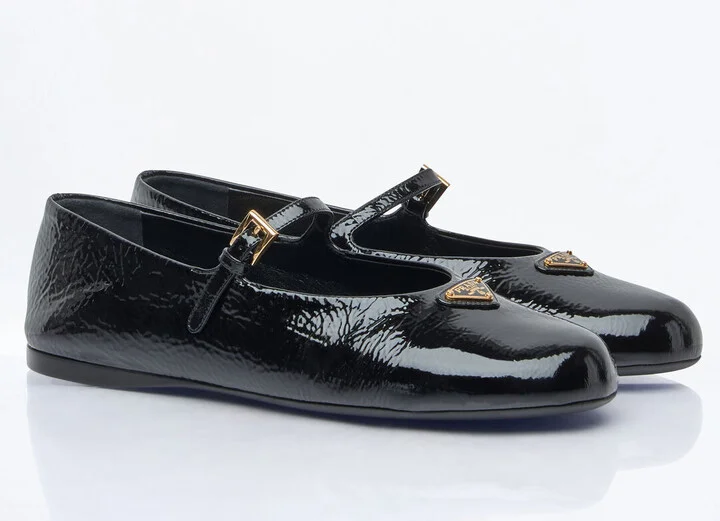 Prada Vernice Ballerina Flats - Woman Flats Black Eu - 39 - Image 3