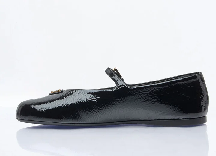 Prada Vernice Ballerina Flats - Woman Flats Black Eu - 39 - Image 4
