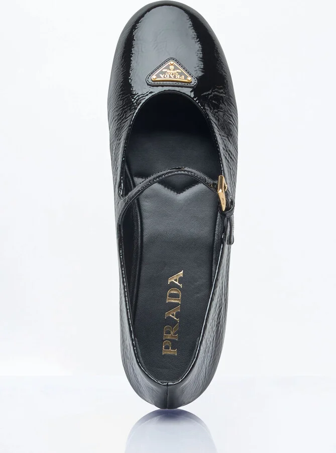 Prada Vernice Ballerina Flats - Woman Flats Black Eu - 39 - Image 7