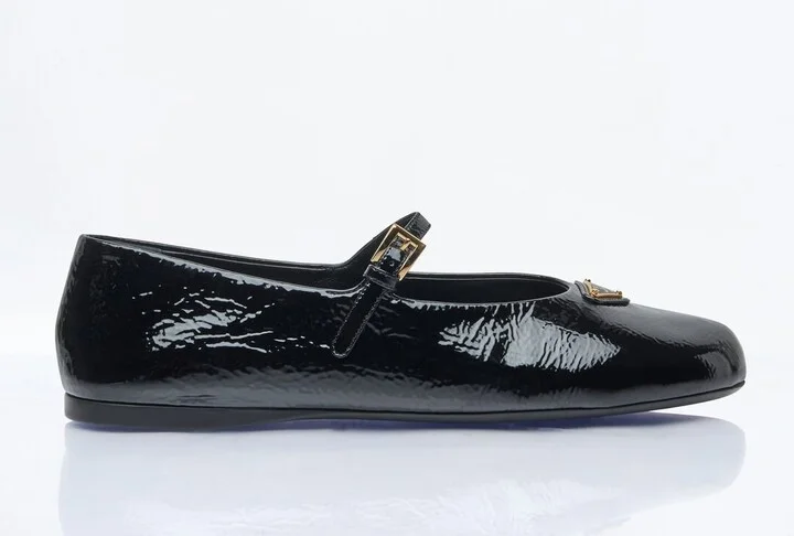 Prada Vernice Ballerina Flats - Woman Flats Black Eu - 39