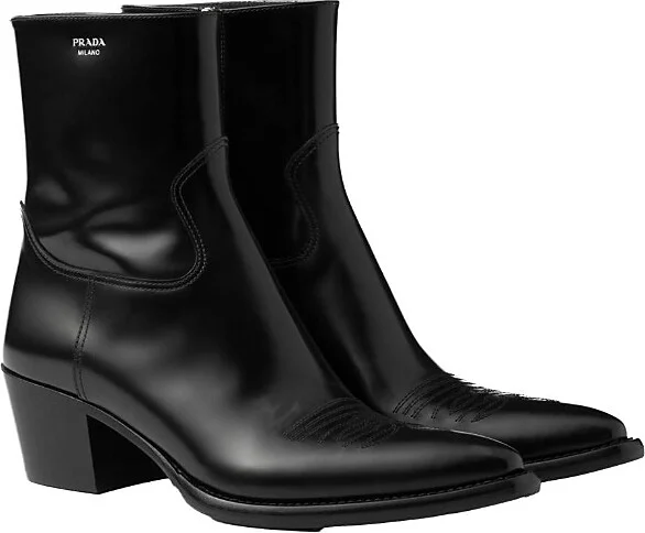 Prada Women's Brushed Leather Booties