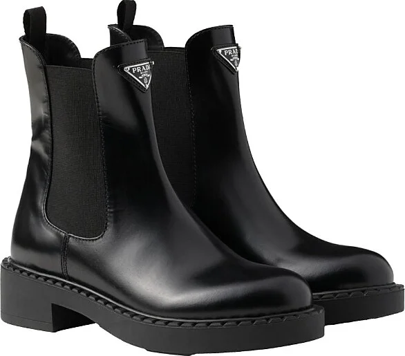 Prada Women's Brushed Leather Chelsea Booties