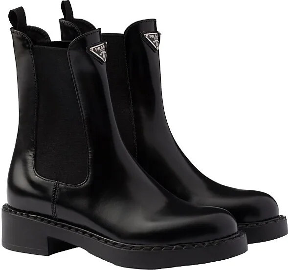 Prada Women's Brushed Leather Chelsea Boots