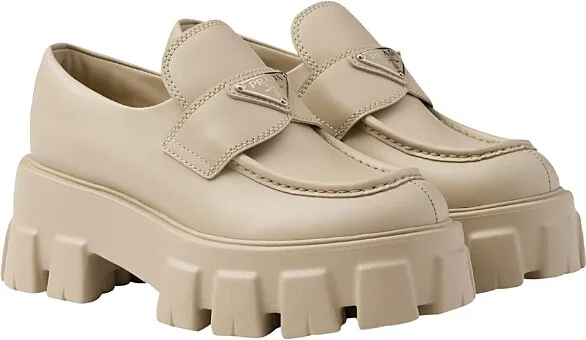 Prada Women's Brushed Leather Monolith Loafers