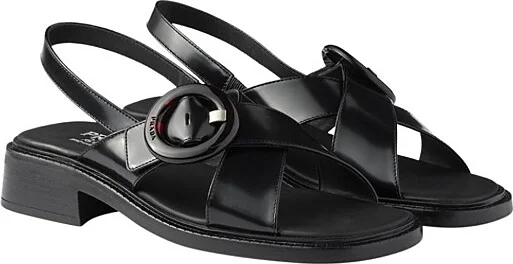 Prada Women's Brushed Leather Sandals with Buckle