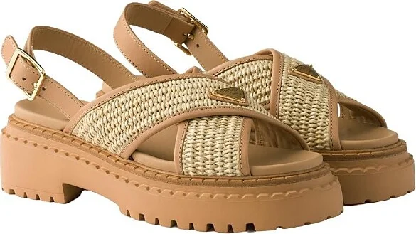 Prada Women's Crochet and Leather Sandals