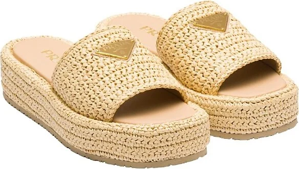 Prada Women's Crochet Flatform Slides