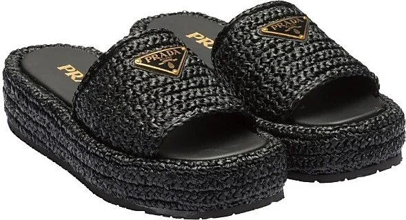 Prada Women's Crochet Flatform Slides