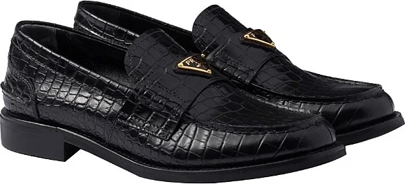 Prada Women's Croco-Print Leather Loafers