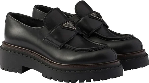 Prada Women's Double Chocolate Leather Loafers