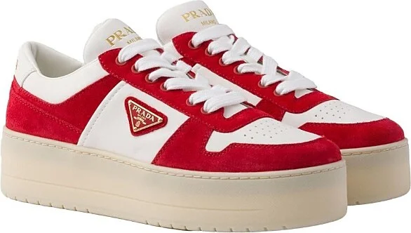 Prada Women's Downtown Bold Nappa Leather and Suede Sneakers