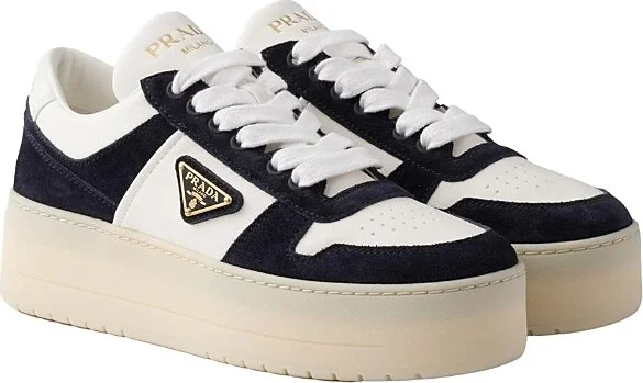 Prada Women's Downtown Bold Nappa Leather and Suede Sneakers