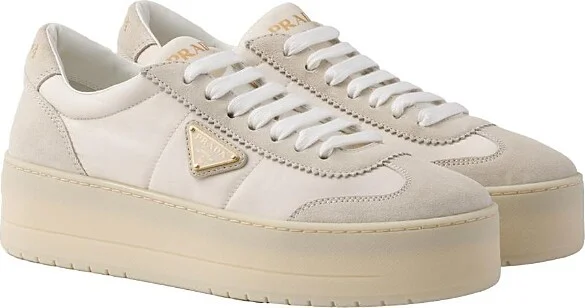 Prada Women's Downtown Bold Nylon and Suede Sneakers
