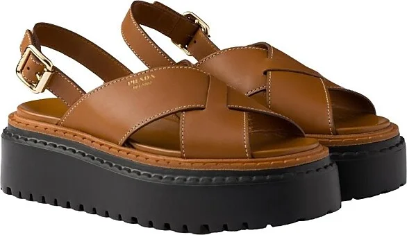 Prada Women's Leather Crisscross Sandals