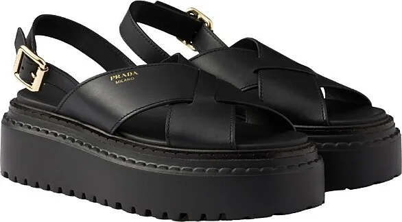 Prada Women's Leather Crisscross Sandals