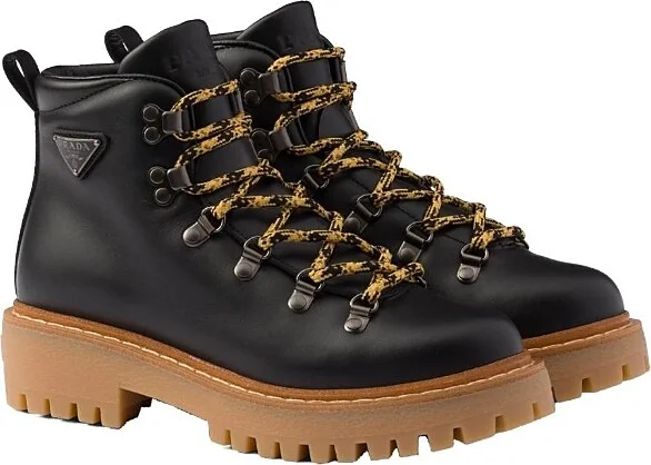 Prada Women's Leather Laced Booties