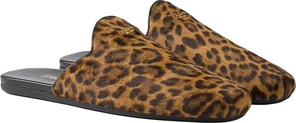 Prada Women's Leopard-Print Leather Mules
